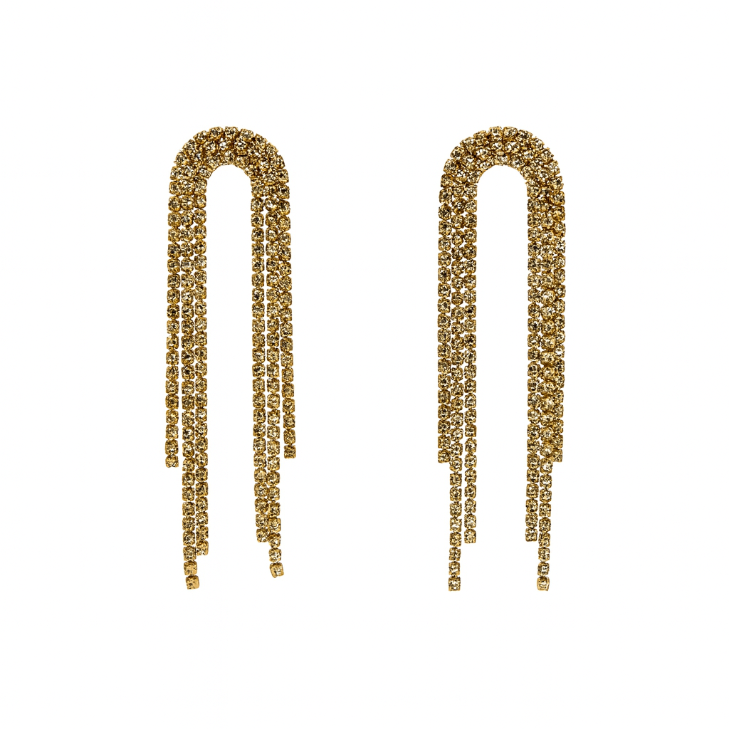 Orecchino cascata strass gold